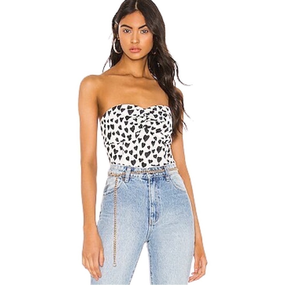 SUPERDOWN Jayla Heart Strapless Top Black White Medium